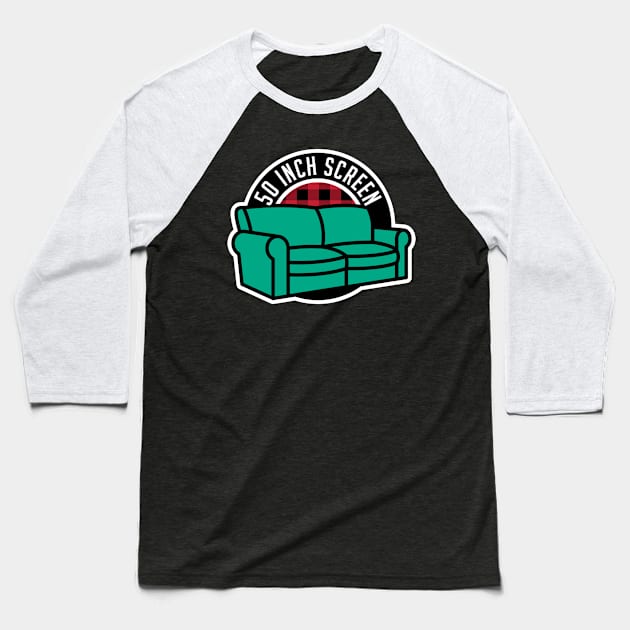 50 Inch Screen, Money Green Leather Sofa Baseball T-Shirt by Fourteen21 Designs